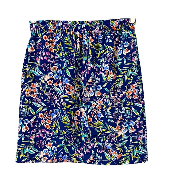 Talbots Dresses & Skirts - Talbots summer navy blue colorful floral preppy stretchy waist band skirt size 8